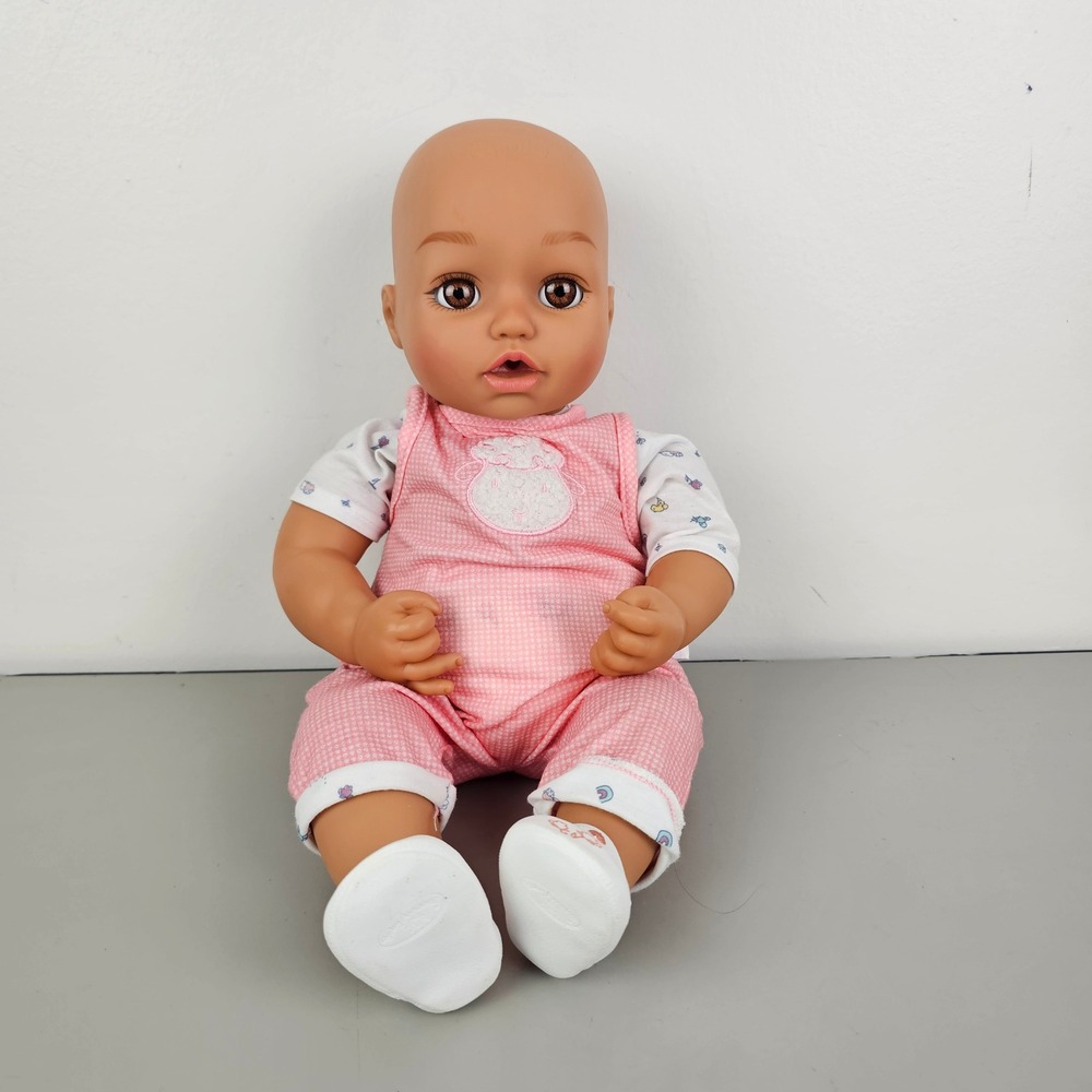 Zapf Creation Baby Born Interactive Doll Pink Gingham Romper Brown Eyes 2016